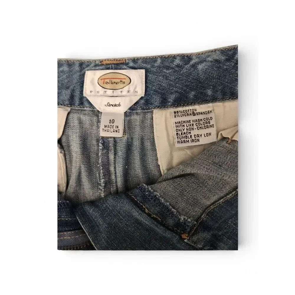 Talbots Petites Stretch High-Rise Denim Shorts Dark Blue Size 10P